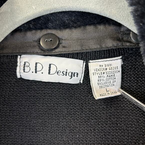 VTG 90s Womens Ugly Christmas Sweater Large Faux Fur Floral Beaded BP Design - Picture 8 of 13